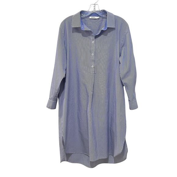Mersea Dress Womens Medium Blue White Stripe Essential Shirt Dress - Picture 4 of 14